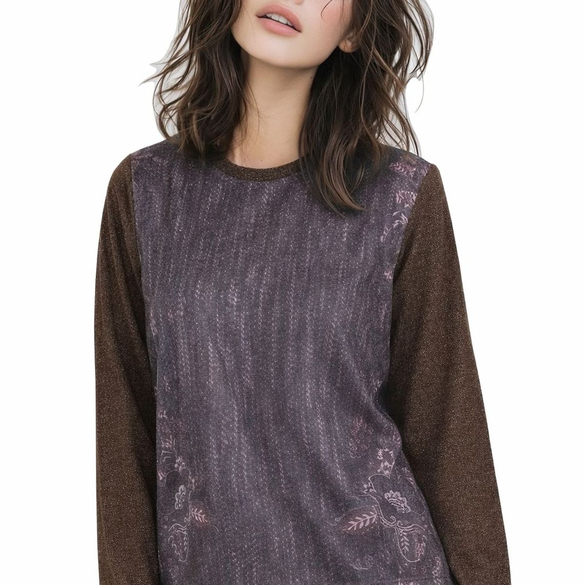 TENTATION - Polera Printer Lurex Café Tentation