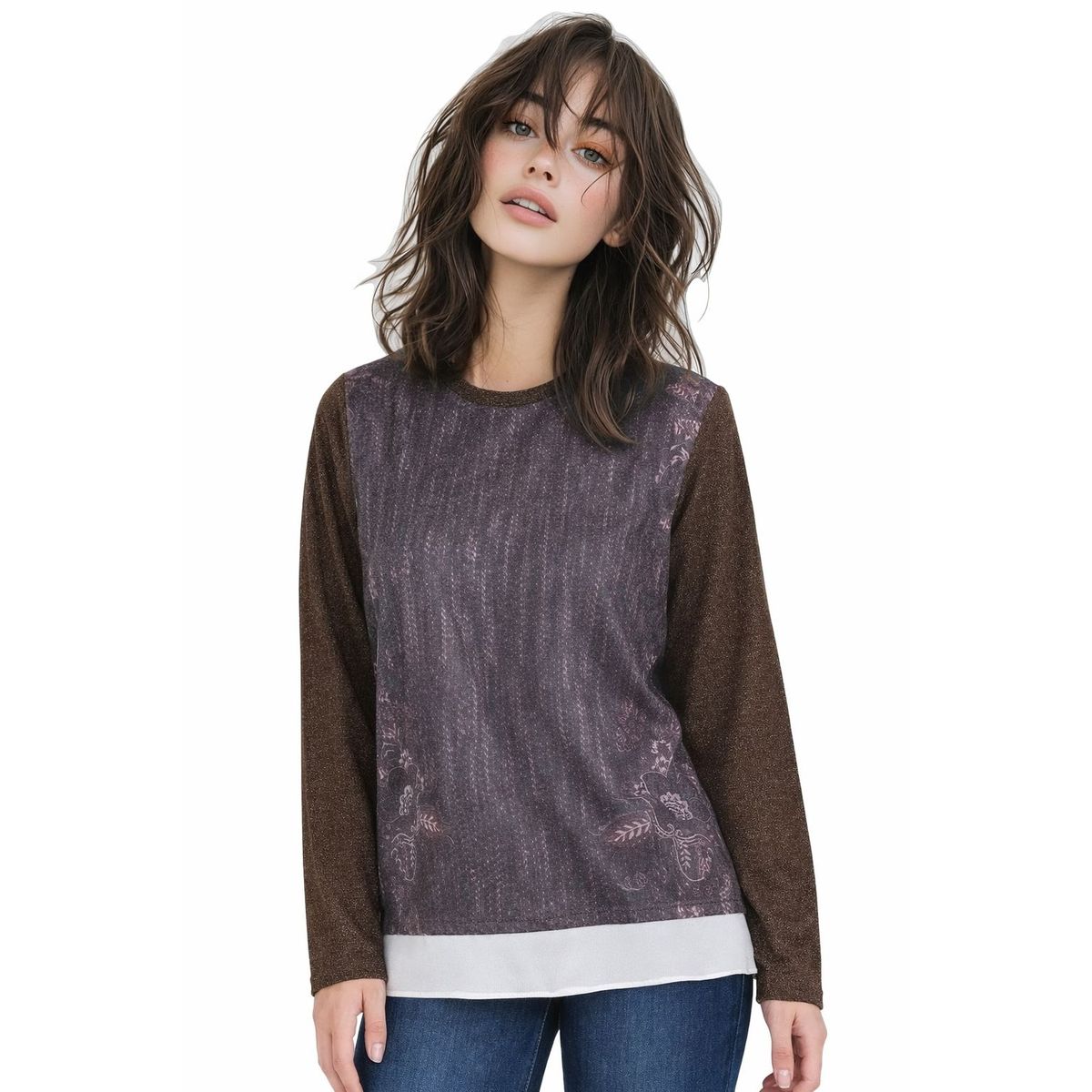 TENTATION - Polera Printer Lurex Café Tentation