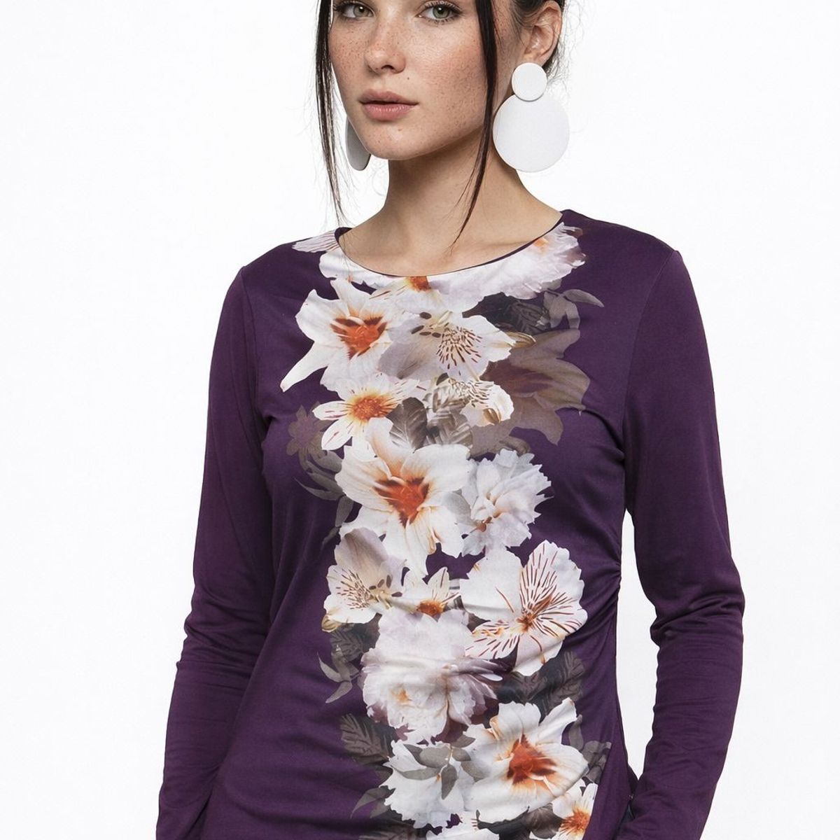 TENTATION - Polera Morada Con Flores Tentation