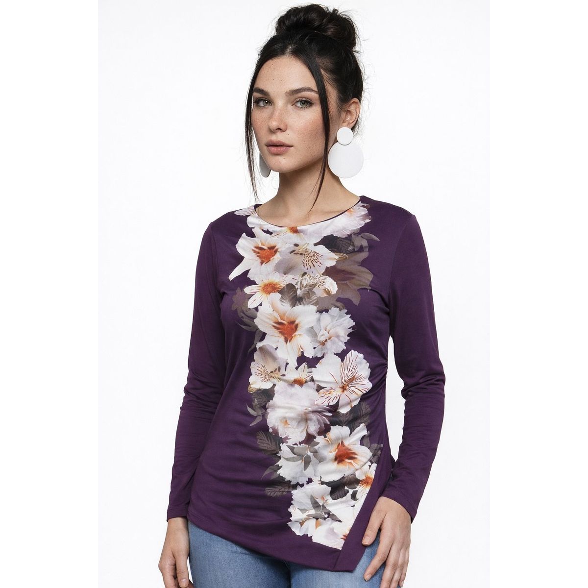 TENTATION - Polera Morada Con Flores Tentation