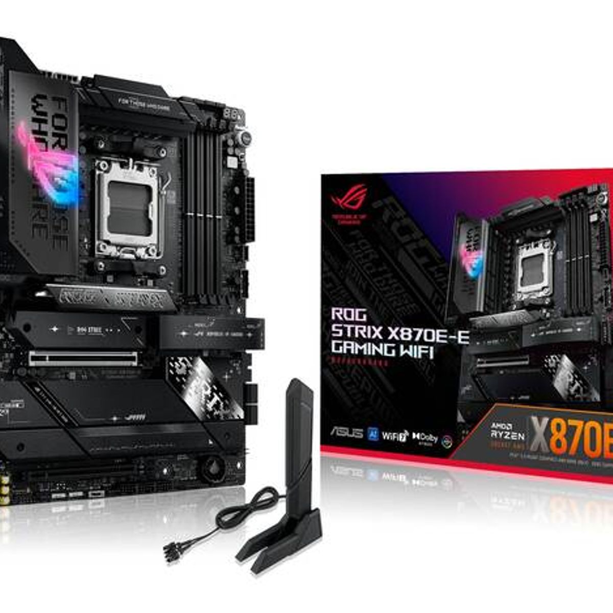 ASUS - Placa Madre ASUS ROG STRIX X870E-E GAMING WIFI, Socket AM5, 4xDDR5, 5xM.2, 4x SATA, WiFi 7, ATX
