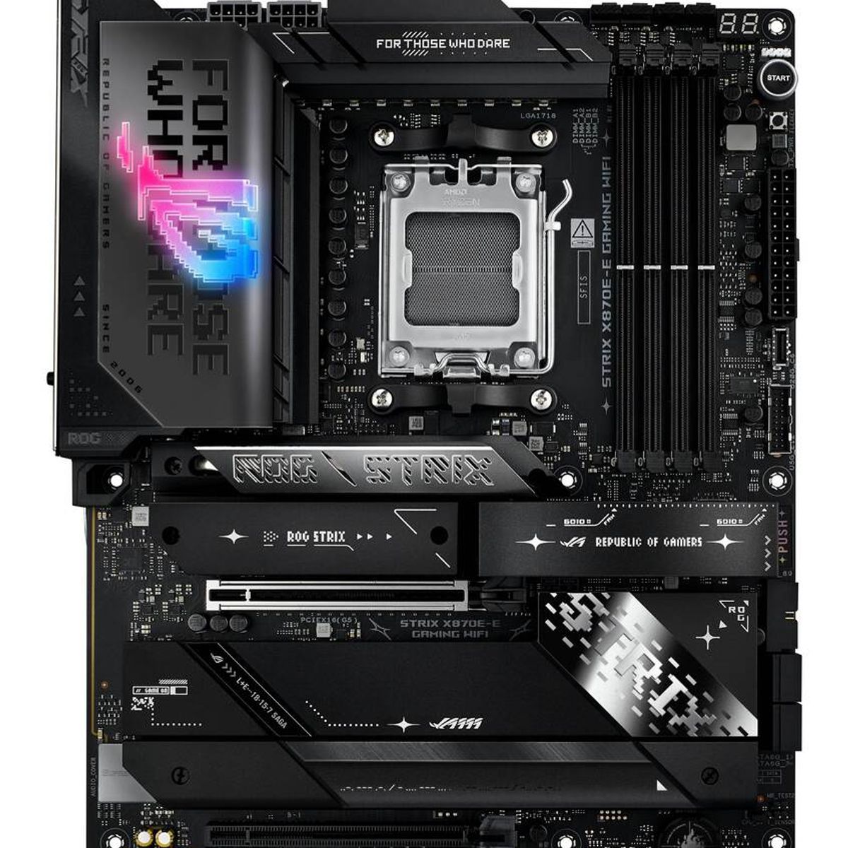 ASUS - Placa Madre ASUS ROG STRIX X870E-E GAMING WIFI, Socket AM5, 4xDDR5, 5xM.2, 4x SATA, WiFi 7, ATX