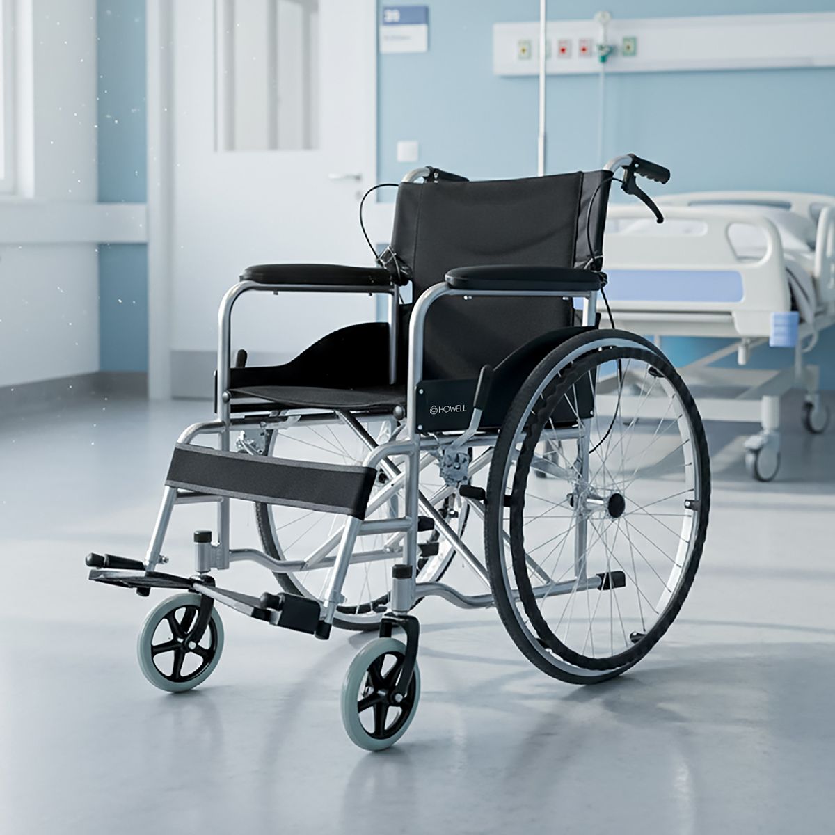 HOWELL - Silla de Ruedas Plegable Howell Aluminio13kg Adulto Mayor Frenos