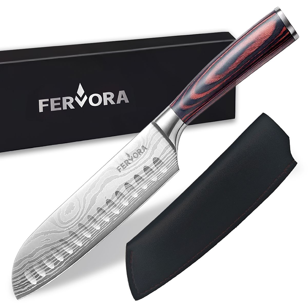 HOMELY - Cuchillo Santoku 18 cm Fervora Profesional  Cocina 7" Acero 3cr13 Filo.