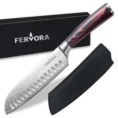 HOMELY - Cuchillo Santoku 18 cm Fervora Profesional Cocina 7" Acero 3cr13 Filo
