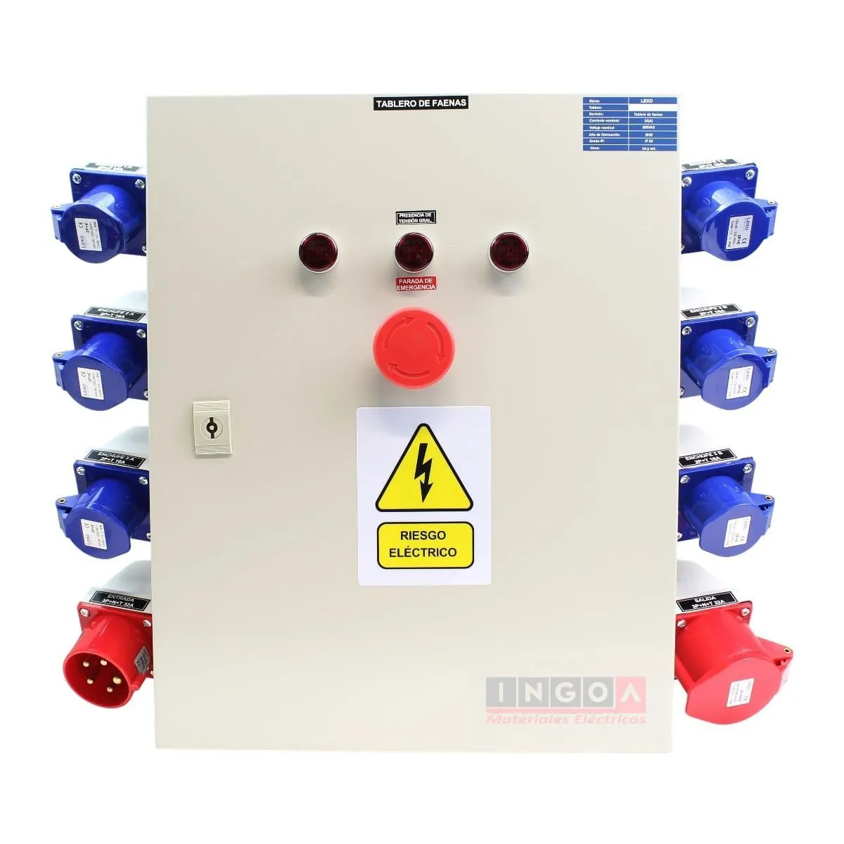 LEXO - Tablero Metálico de Faena 2 puertas 500X400X200mm 220V-380V