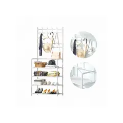 GENERICO - Perchero Organizador de Ropa y Calzado 4 Niveles - Blanco