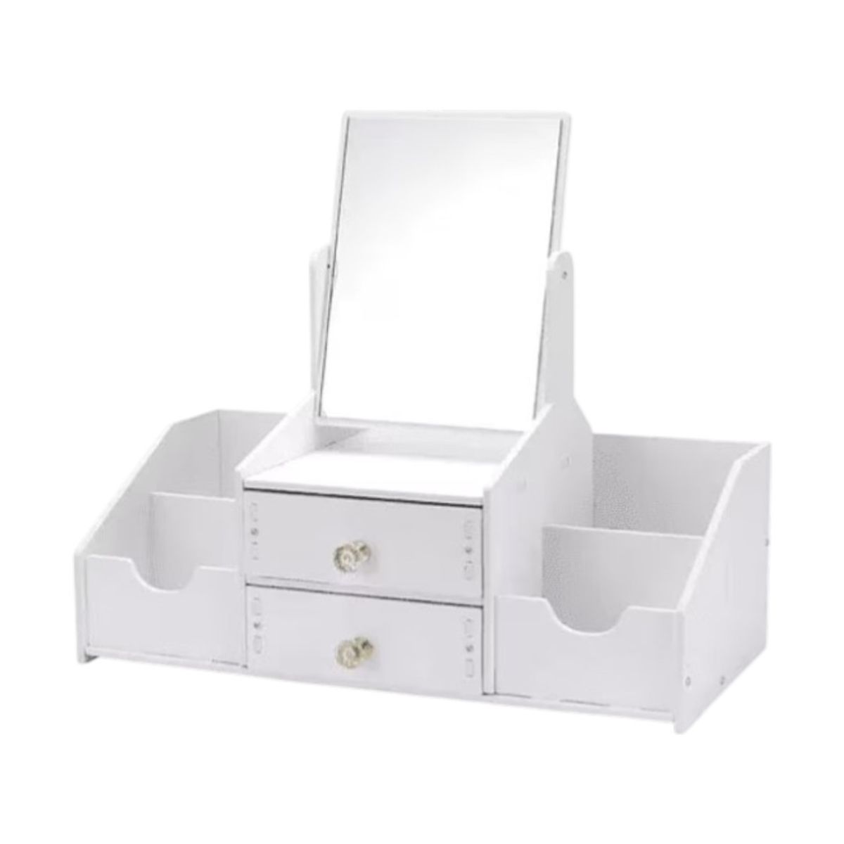GENERICO - Organizador de Maquillaje con Espejo y Cajones  Cosmetiquero Multiuso Blanco Compacto
