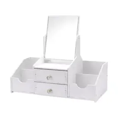 GENERICO - Organizador de Maquillaje con Espejo y Cajones Cosmetiquero Multiuso Blanco Compacto