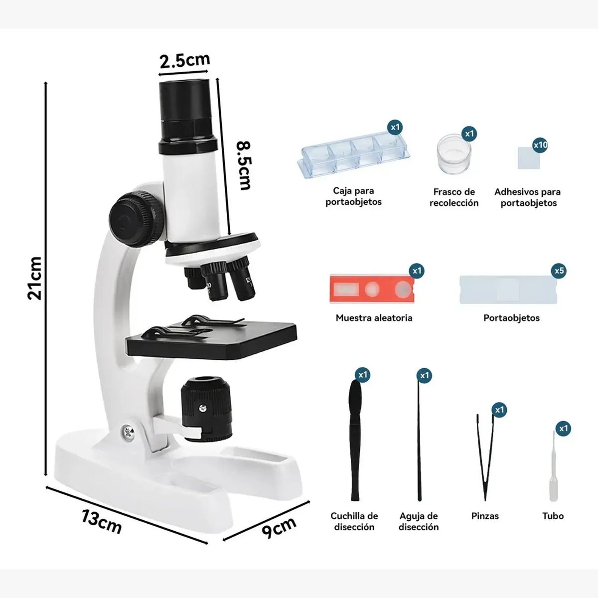 SCIENTIFIC EXPLORER - Microscopio Óptico Compuesto Didáctico 1200x Con Luz Led 8 Colores Para Niños Aprendizaje 2RL