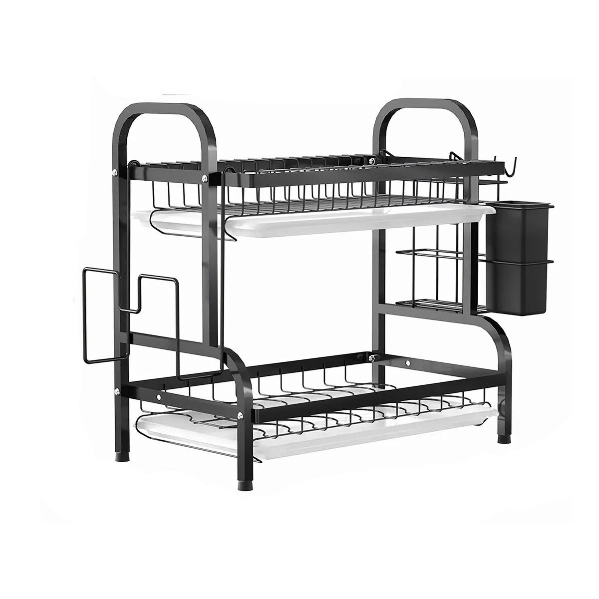 GENERICO - Secador Escurridor De Platos Loza Vajilla 2 Niveles Cocina Color Negro  BELUG