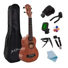 IBRAH - Ukelele Soprano Concierto Caoba 21 Pulgadas + Accesorios