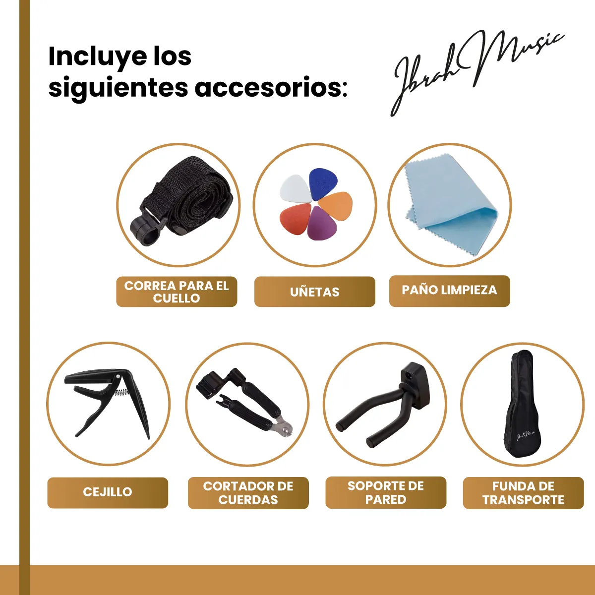 IBRAH - Ukelele Soprano Concierto Ibrah Caoba 21 Pulgadas + Accesorios.