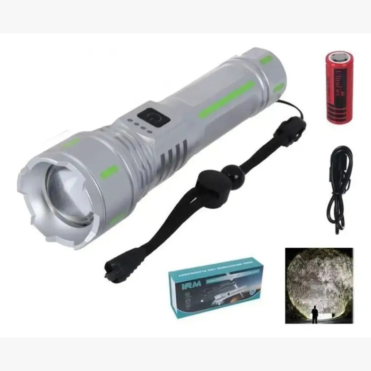 GENERICO - Linterna Recargable Usb Super Light Led 10000Lm Linterna Reflectante Plateado 2rl Recargable 8800Mah