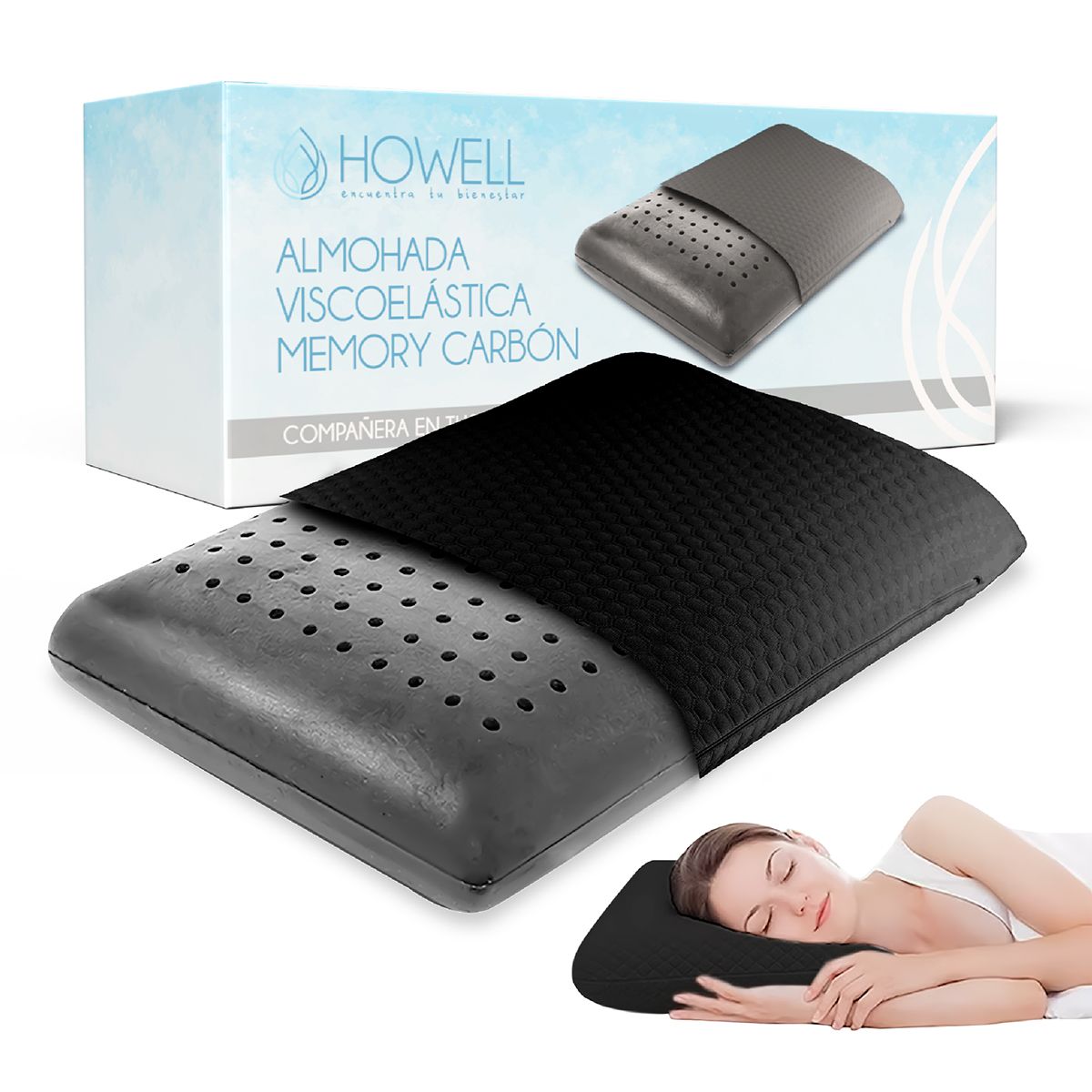 HOWELL - Almohada Cervical  Memory Foam Howell Visco Carbon Air Cell 60x40cm