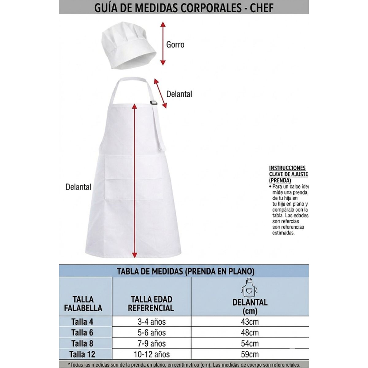 GENERICO - Disfraz Chef Cuentos Infantiles Celebracion Dia Del Libro Niños Y Niñas