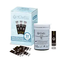 HOWELL - Pack 50 Tiras Reactivas Glucosa BS-602 Para Glucometro BG-710b