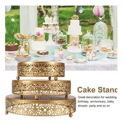 EVERSO - Set 3 Base Bandeja Redonda Metal Para Torta Pastel Cupcakes