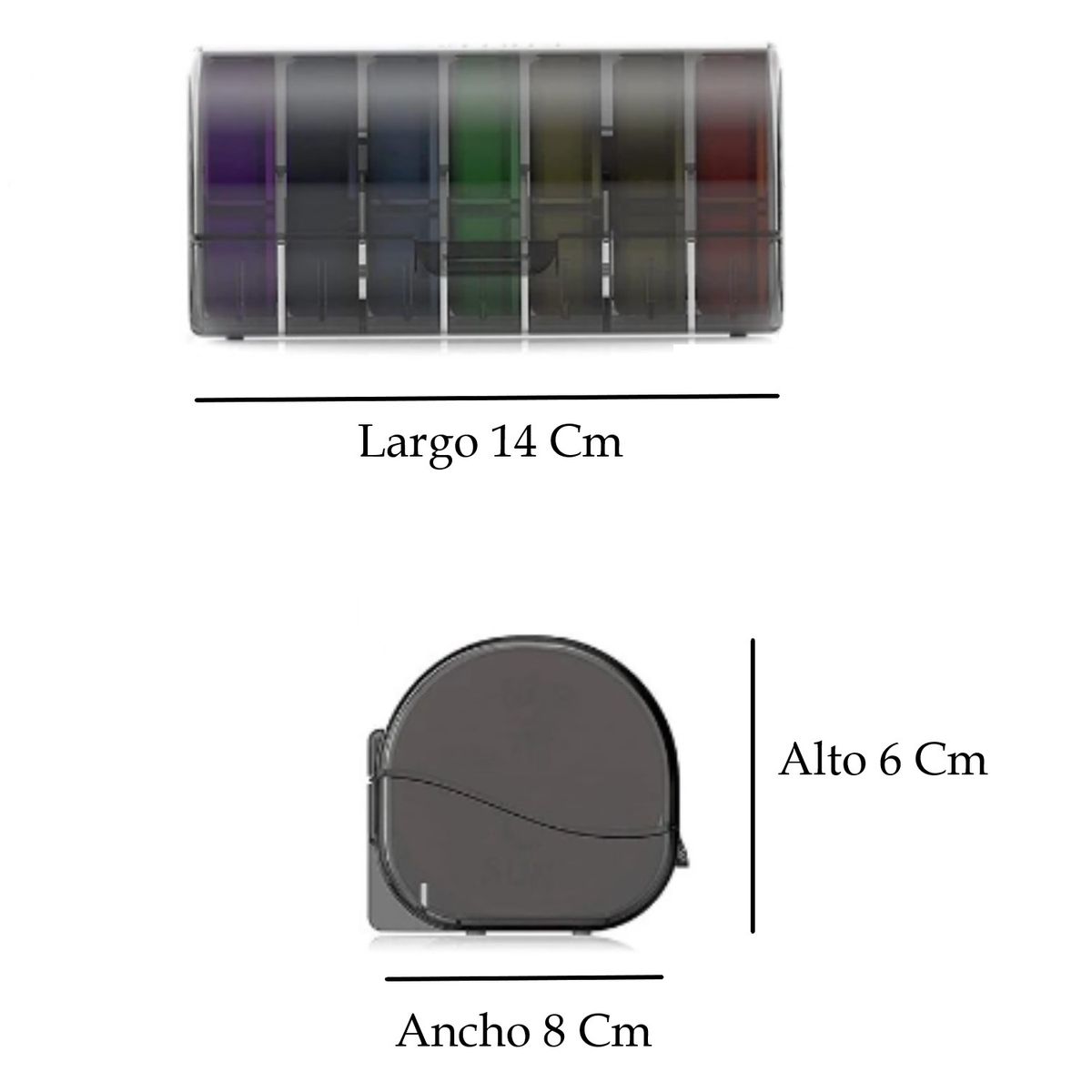 ONEDER - Pastillero Semanal Organizador Portátil 2 Tomas Diarias Negro