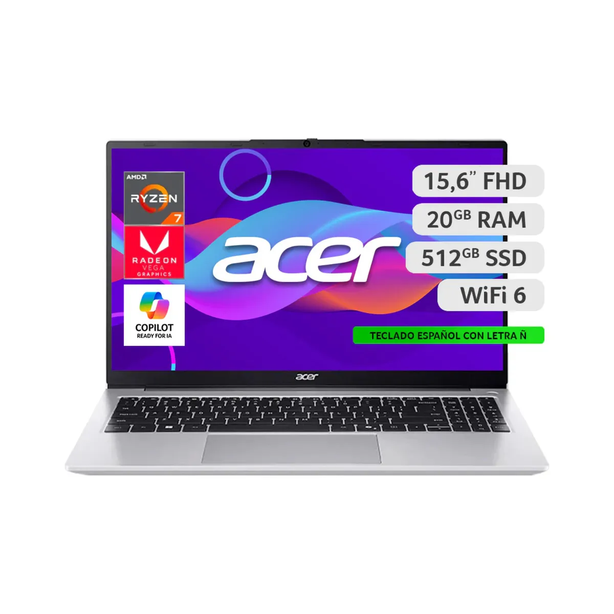 ACER - Notebook Acer Aspire Lite AL15-43P-R3UW-5 - AMD Ryzen 7 - 20GB RAM - 512GB SSD - 15,6 FHD