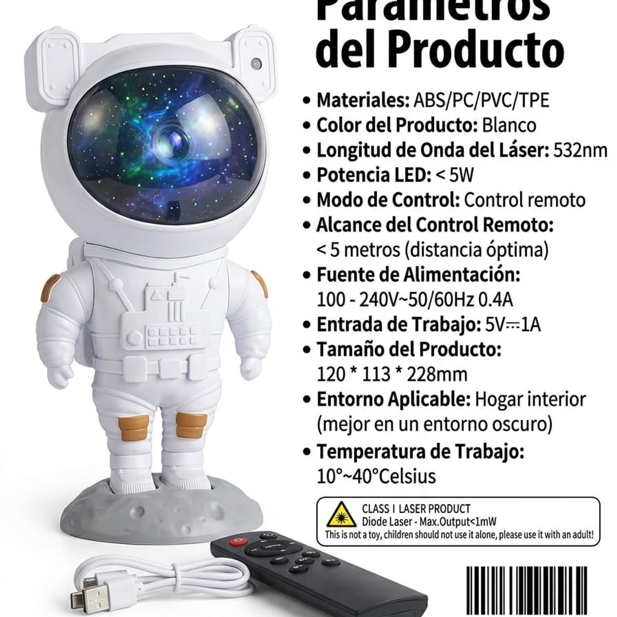 GENERICO - Pack 2 Astronauta Proyector Galaxy 360 Luz Nocturna Estrellas Nebulosa LED USB  Regalo
