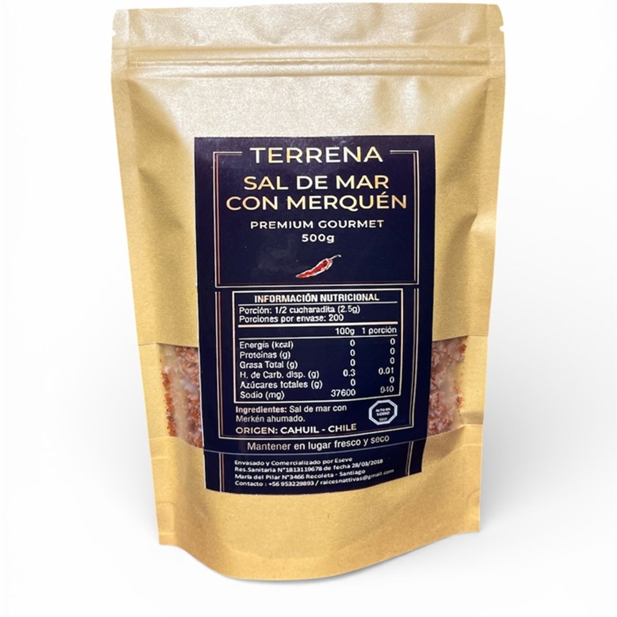 GENERICO - Sal de Mar Premium con Merkén ahumado de 500 gramos