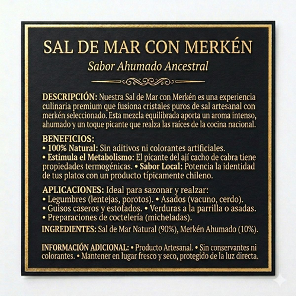 GENERICO - Sal de Mar Premium con Merkén ahumado de 500 gramos