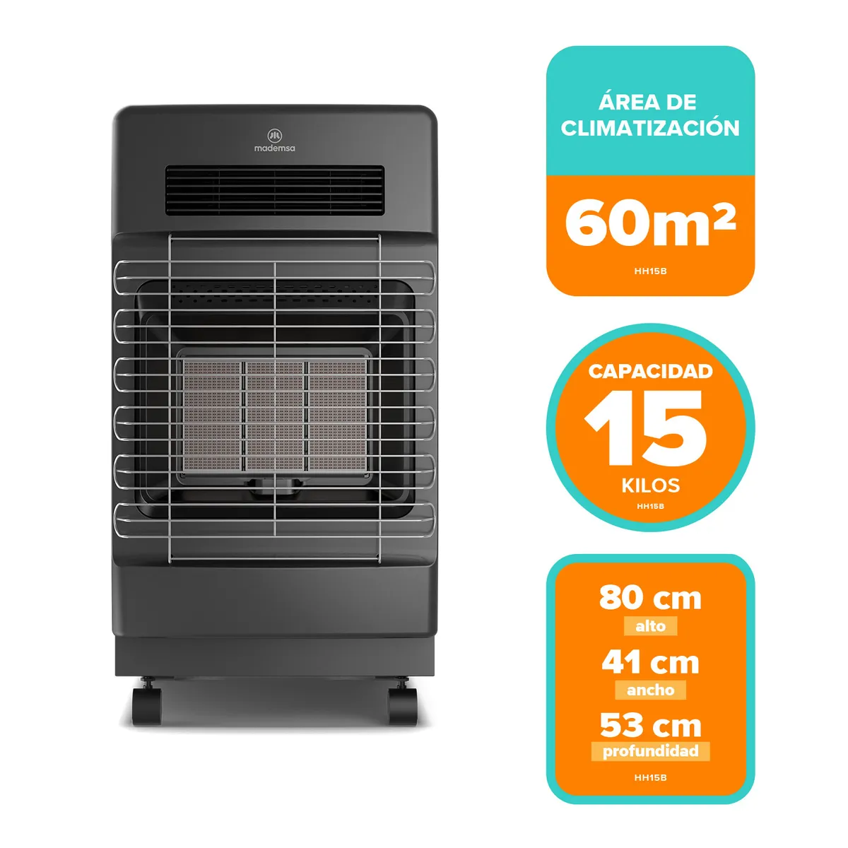 MADEMSA - Estufa Híbrida Gas y Eléctrica 11 a 15 Kgs 4,2 Kw HH15B Onix