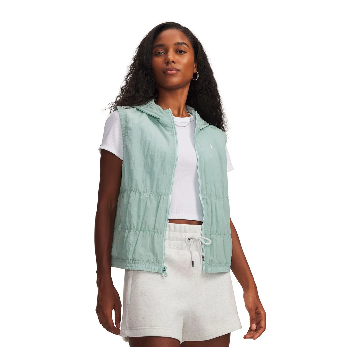 UNDER ARMOUR - Parka S/M UA Rival Woven Bungee Vest Azul Mujer UNDER ARMOUR