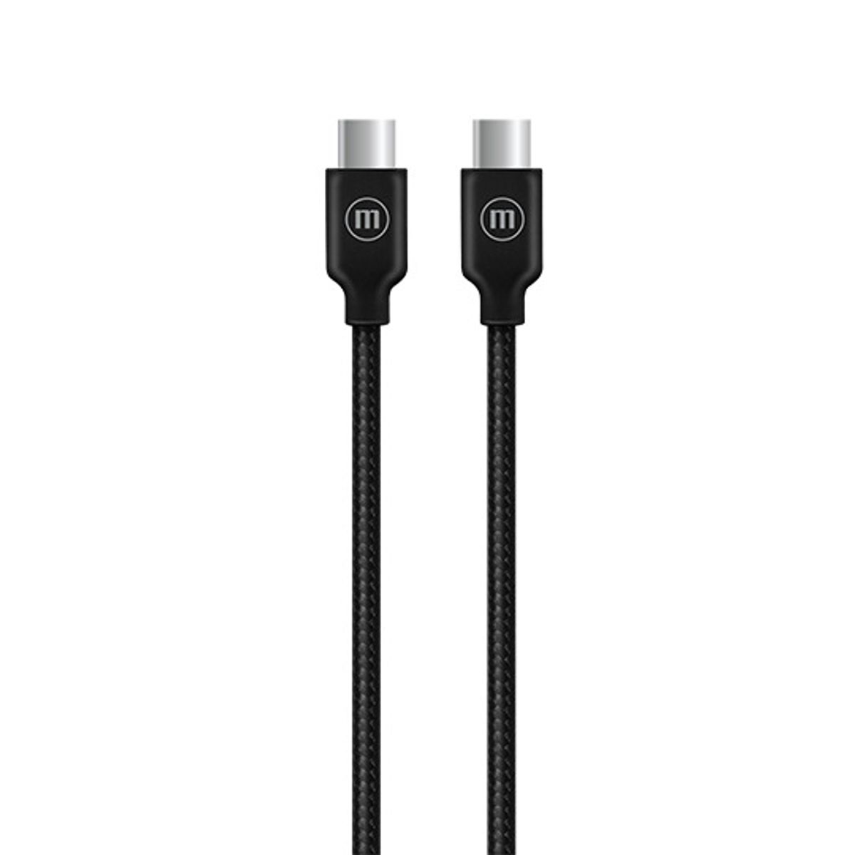 MAXELL - Cable Trenzado USB C a USB C Maxell 2 Metros Carga Rápida Negro