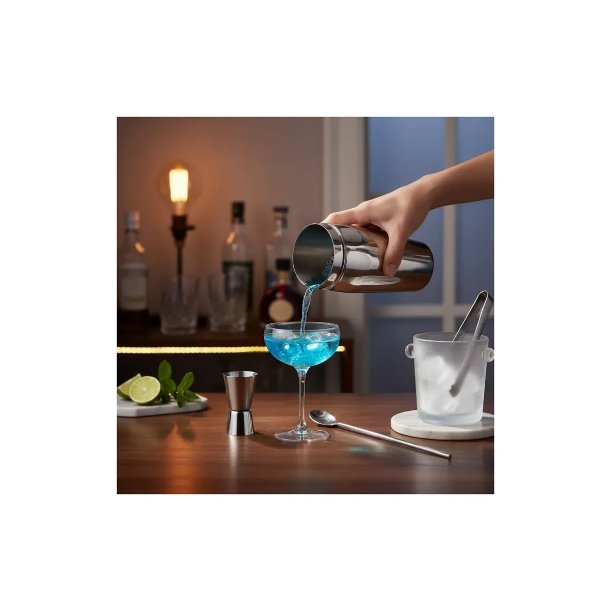 GENERICO - Set Cocteleria Profesional Coctelera Acero Inox 5 Piezas