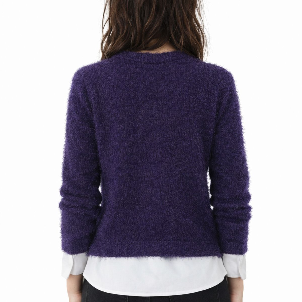 TENTATION - Sweater Peluda Con Aplicación Purpura