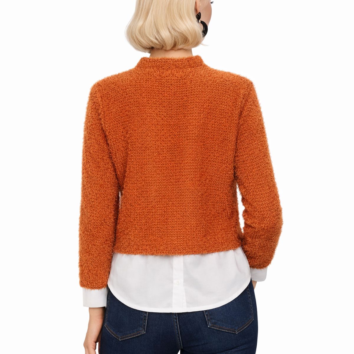 TENTATION - Sweater Peluda Con Aplicación Terracota