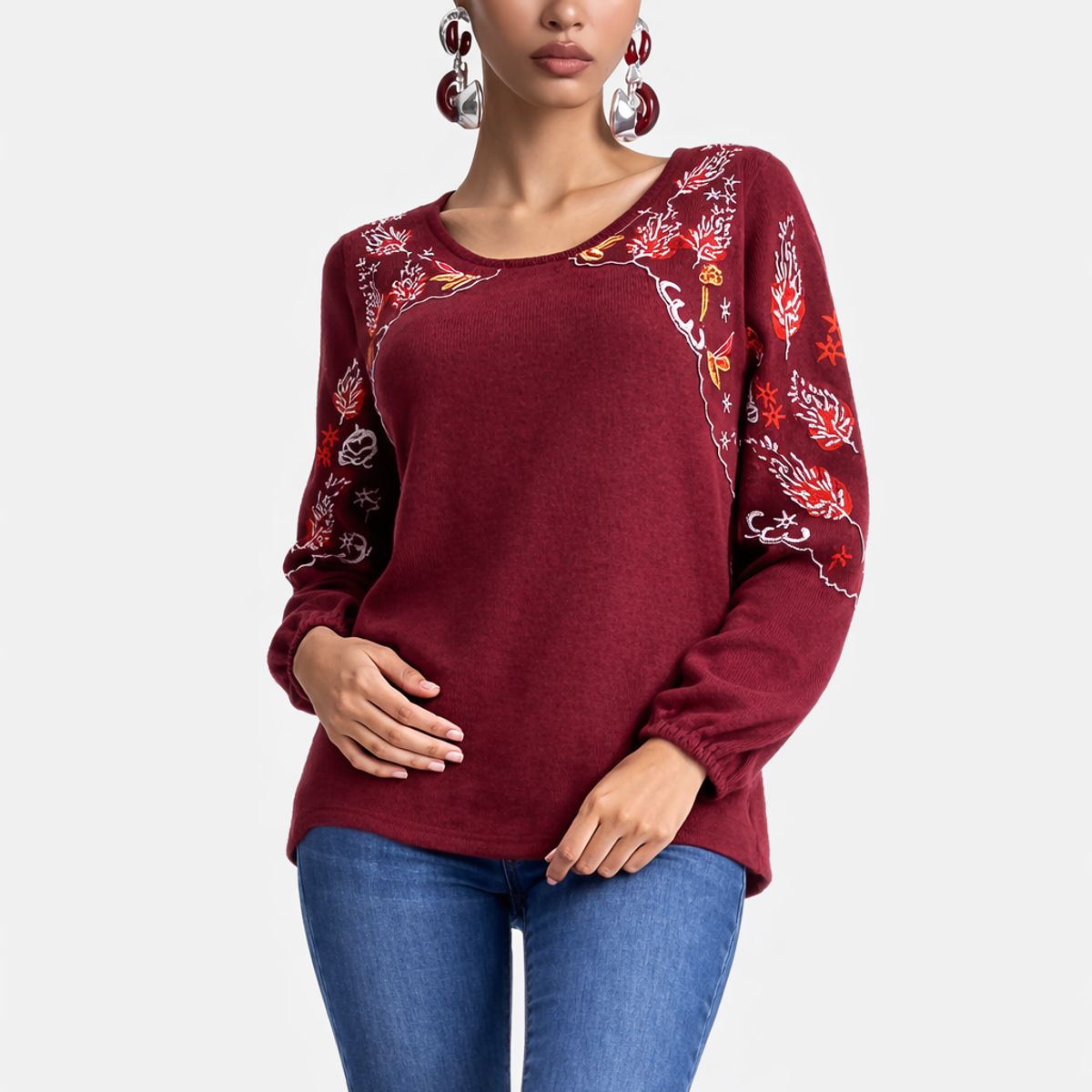 TENTATION - Polera Bordada Rojo Tentation