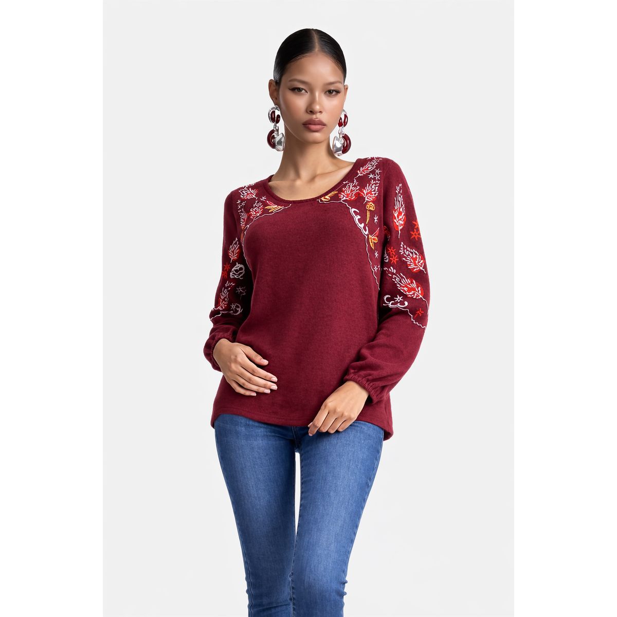 TENTATION - Polera Bordada Rojo Tentation