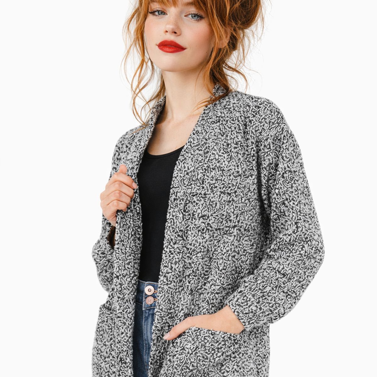 TENTATION - Cardigan Gris Clásico Tentation
