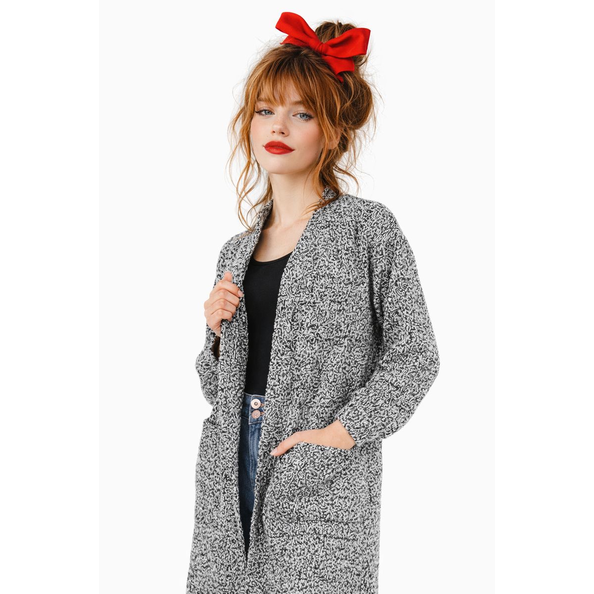 TENTATION - Cardigan Gris Clásico Tentation