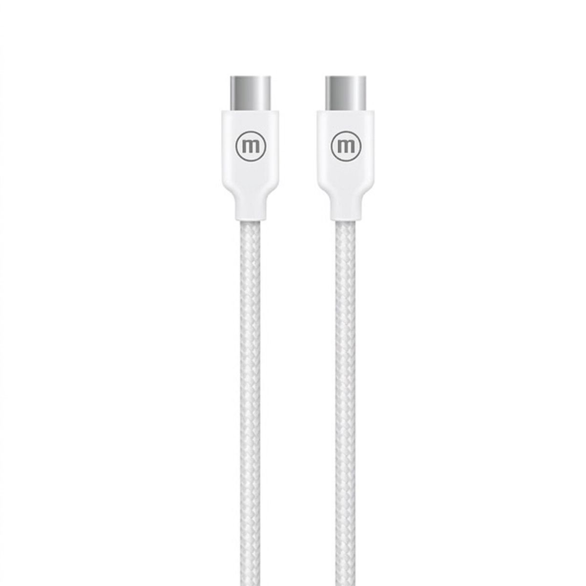MAXELL - Cable Trenzado USB C a USB C Maxell 2 Metros Carga Rápida Blanco