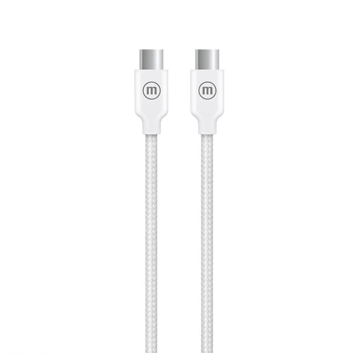 MAXELL - Cable Trenzado USB C a USB C Maxell 2 Metros Carga Rápida Blanco