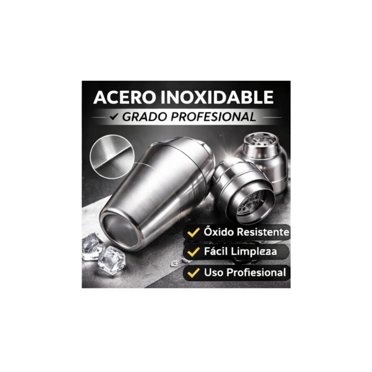 GENERICO - Coctelera Profesional Acero Inoxidable 550ml Bartender