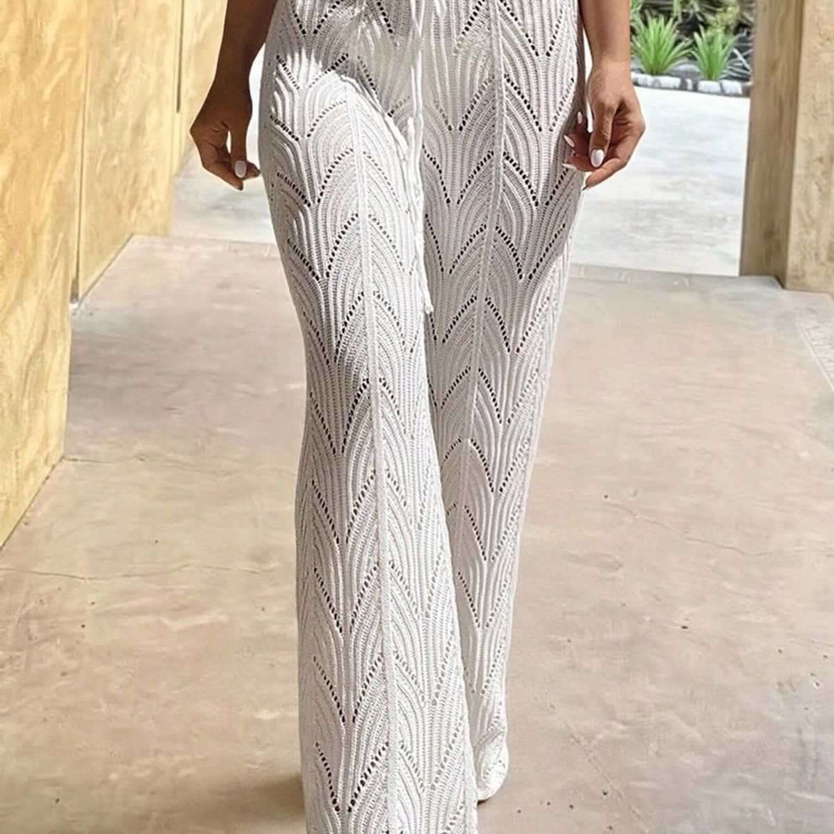 VARIOS - Pantalón Ariel Waves Cover-Up Blanco She Shines