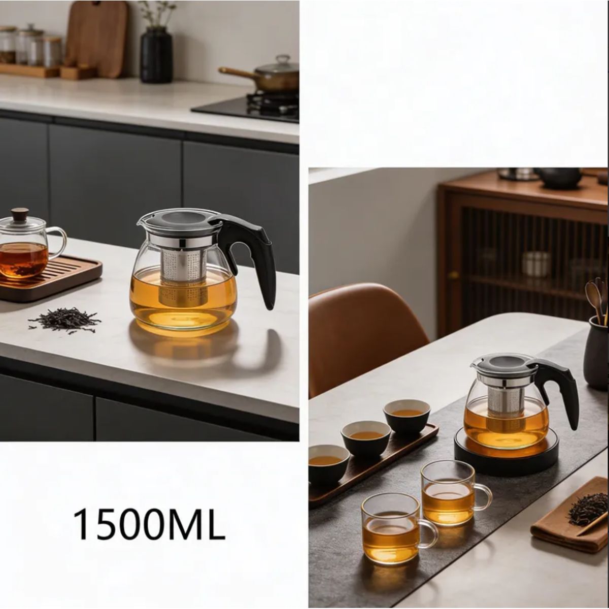 GENERICO - Tetera De Vidrio Con Infusor De Acero Inoxidable 1500ml