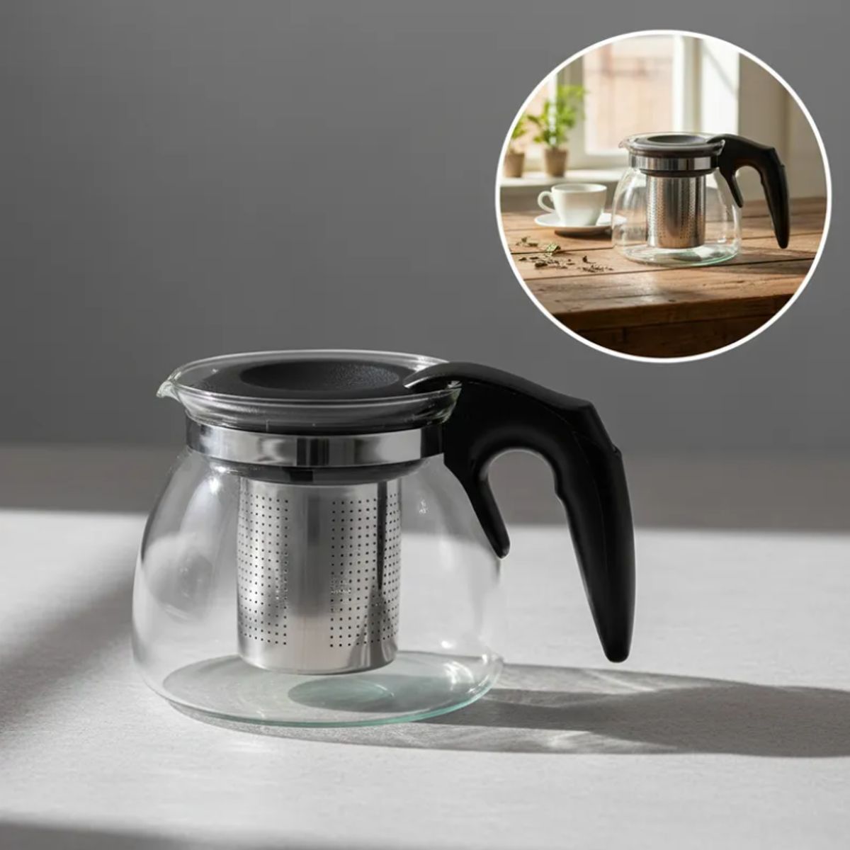 GENERICO - Tetera De Vidrio Con Infusor De Acero Inoxidable 1500ml