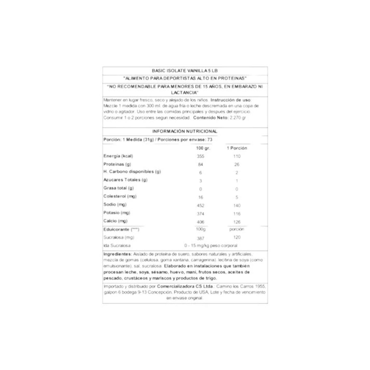 BASIC SUPPLEMENTS - PROTEINA WHEY ISOLATE 5LBS VAINILLA - BASIC