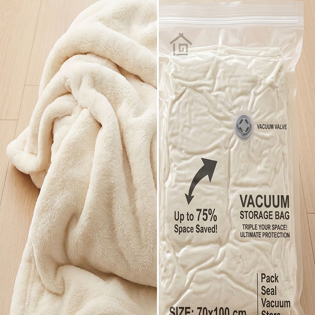 GENERICO - Pack 6 Bolsa Vacio 70x100cm Ahorra 75% Espacio Ropa Frazadas Plumones Triple Sello Armario