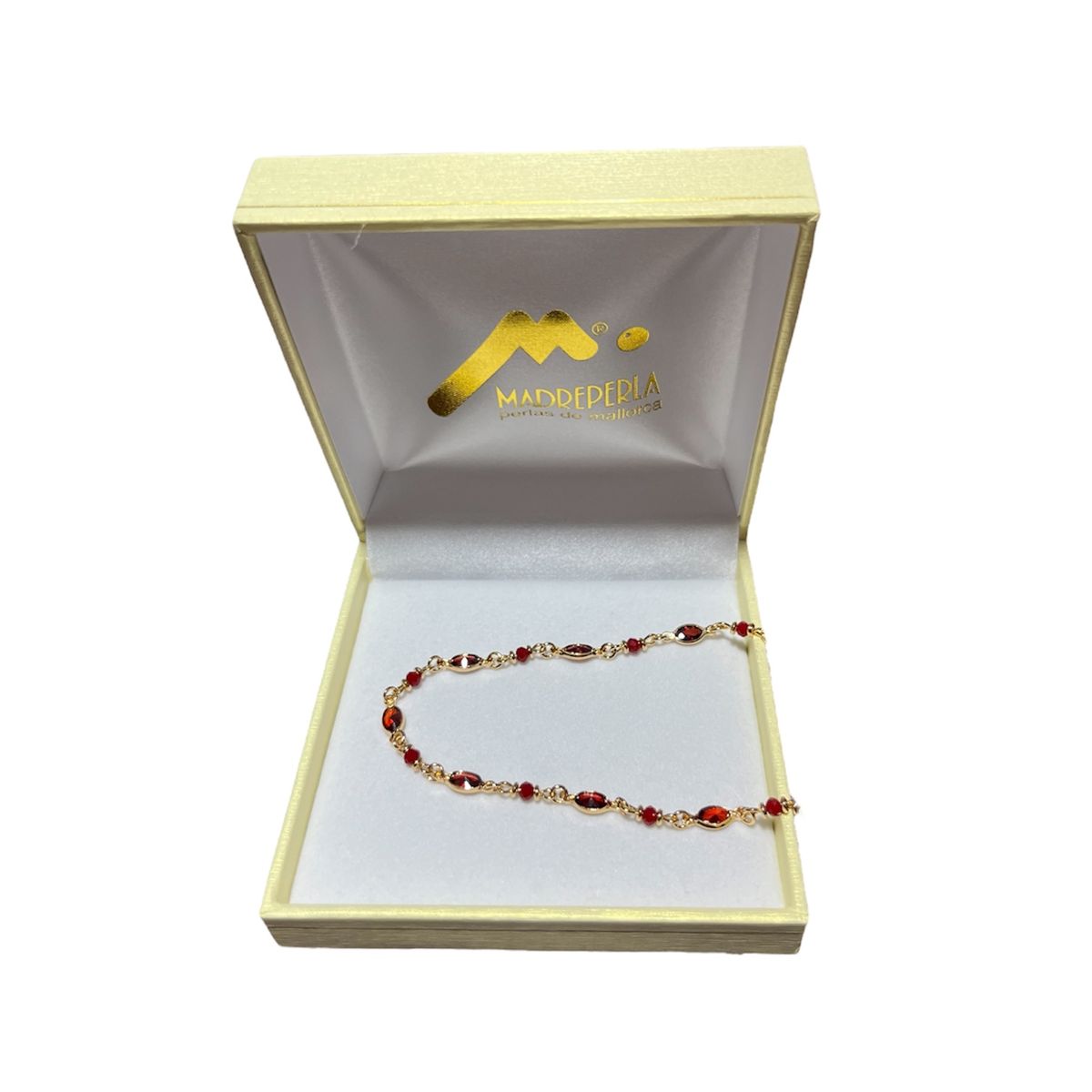 MALLORCA - Collar de Mallorca Cristales Rubi 40cm enchapado en oro 18K