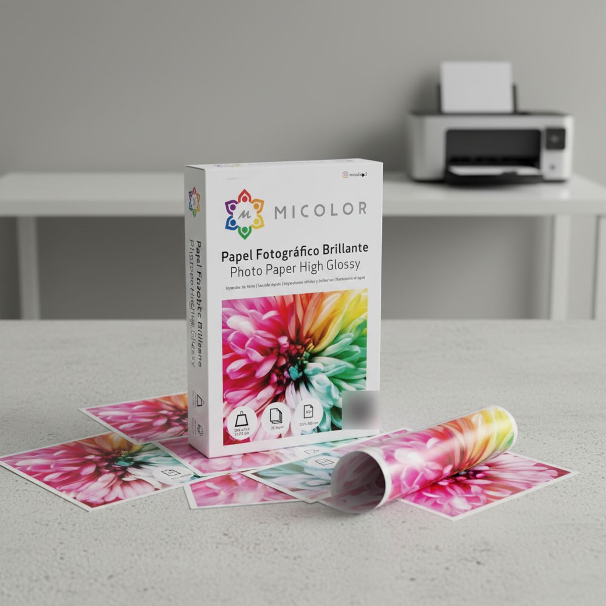 MICOLOR - Papel Fotográfico Brillante Carta 115g / 100 hojas