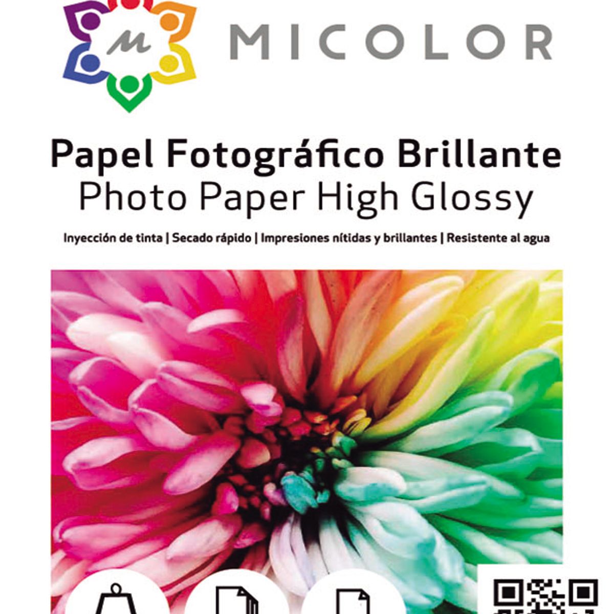 MICOLOR - Papel Fotográfico Brillante Carta 115g / 100 hojas