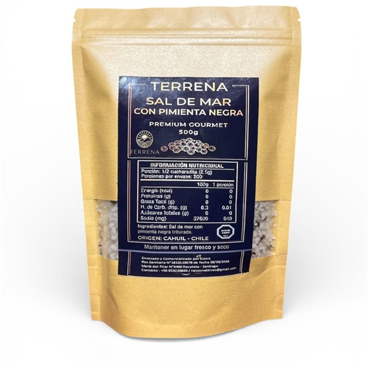 GENERICO - Sal de Mar Premium con Pimienta Negra de 500 gramos