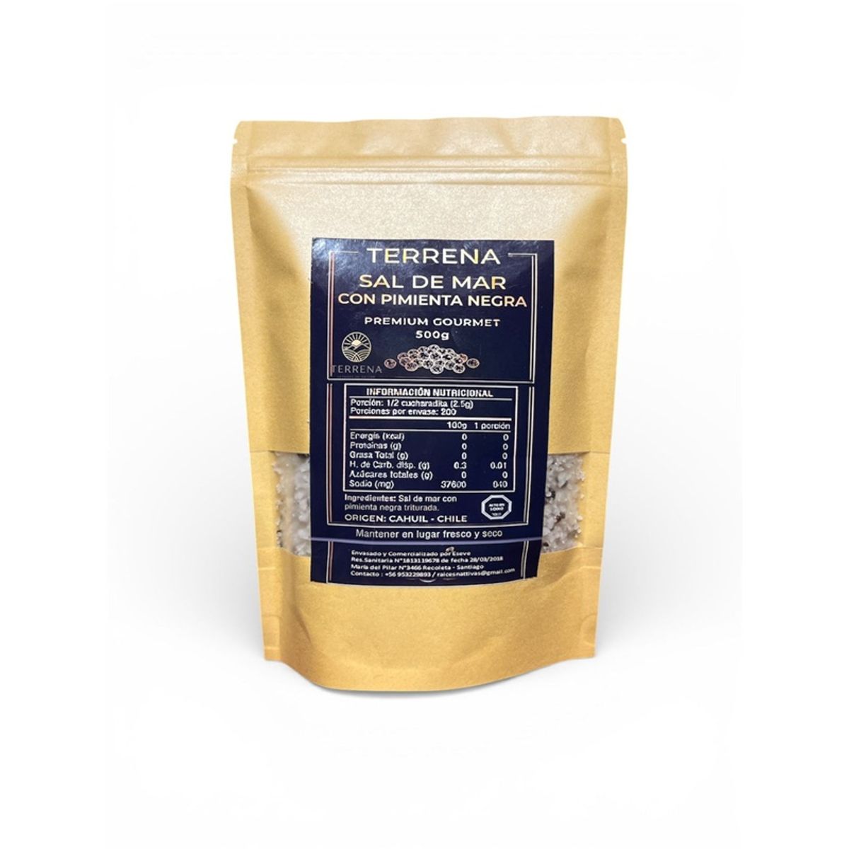 GENERICO - Sal de Mar Premium con Pimienta Negra de 500 gramos